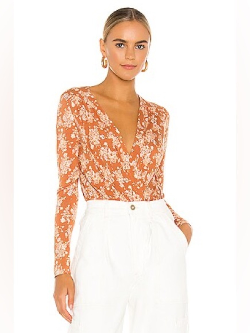 Intimately Free People Printed Turnt Bodysuit Copper | Size Medium